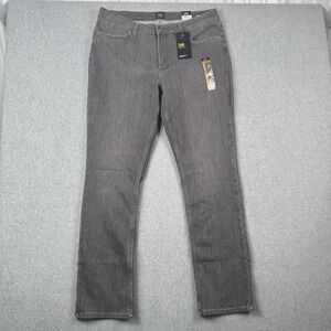 Lee Jeans Womens 16 Long Gray Straight Mid Rise Legendary Stretch Denim NEW